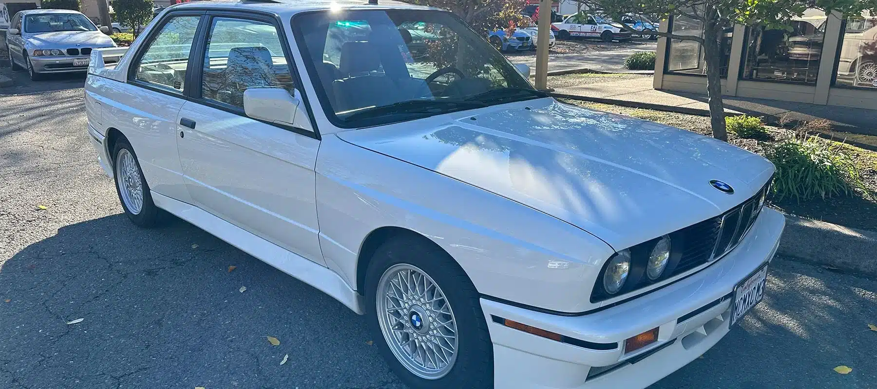 Classic white BMW after servicing