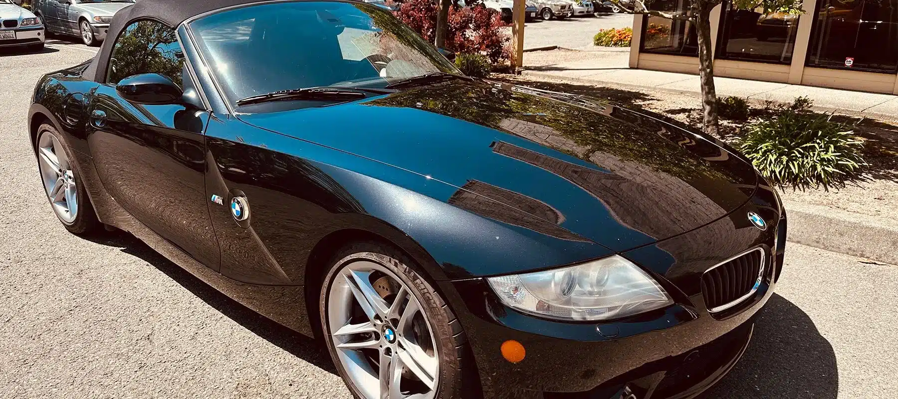 Black BMW sports car after repair