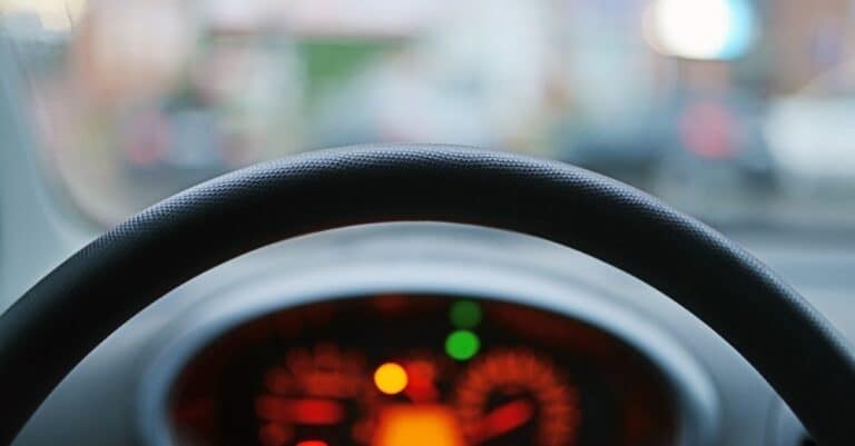 Steering wheel close up