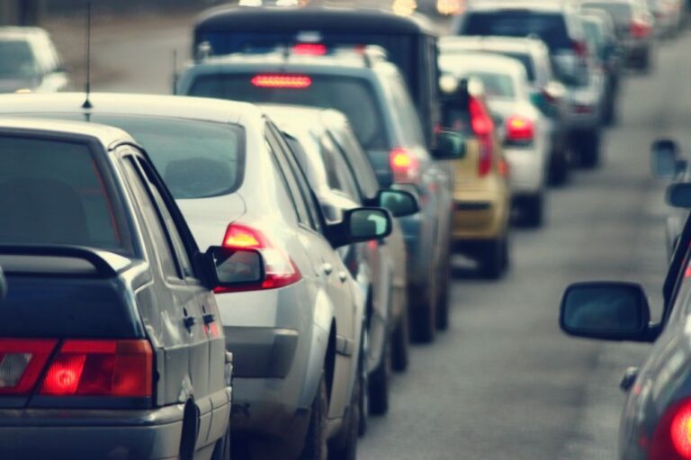 Cars stopped in traffic
