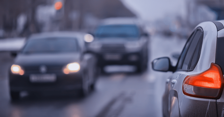 Cars on a dark road